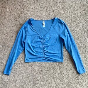 All in Motion Blue Ruched Athletic Workout Long Sleeve Top Size XL, Athleisure